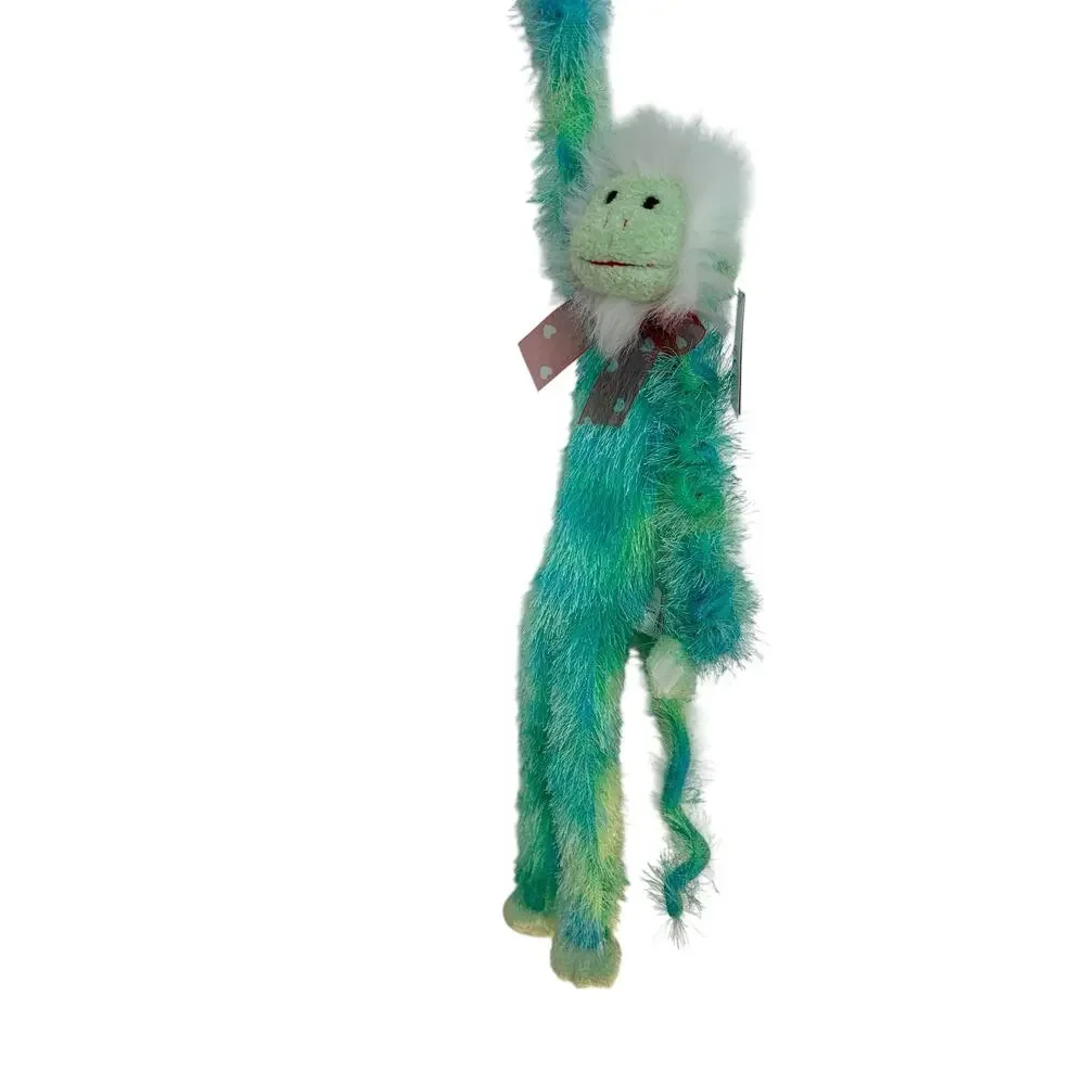 Vintage Walmart Hook-and-Loop Hanging Monkey Plush – Blue/Green Tie-Dye via 20”